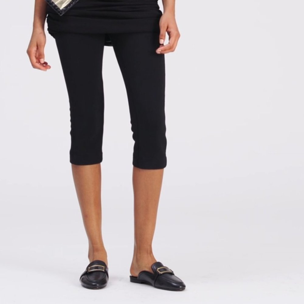 Tory Burch $298 Georgia Backless Loafer Flats Mules Black Gold Logo - Picture 2 of 9